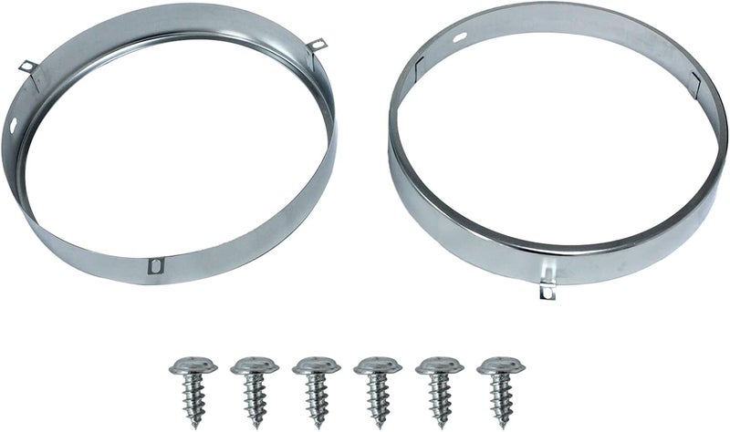 LAFORMO 7" Headlight Bulb Retaining Retainer Trim Ring Set For Chevy Camaro Oldsmobile - Headlight Three Tab Retaining Ring Set - Image 1